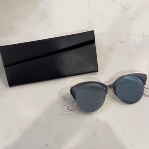 Dior Women's Sunglasses with Black Frame and Silver Details
